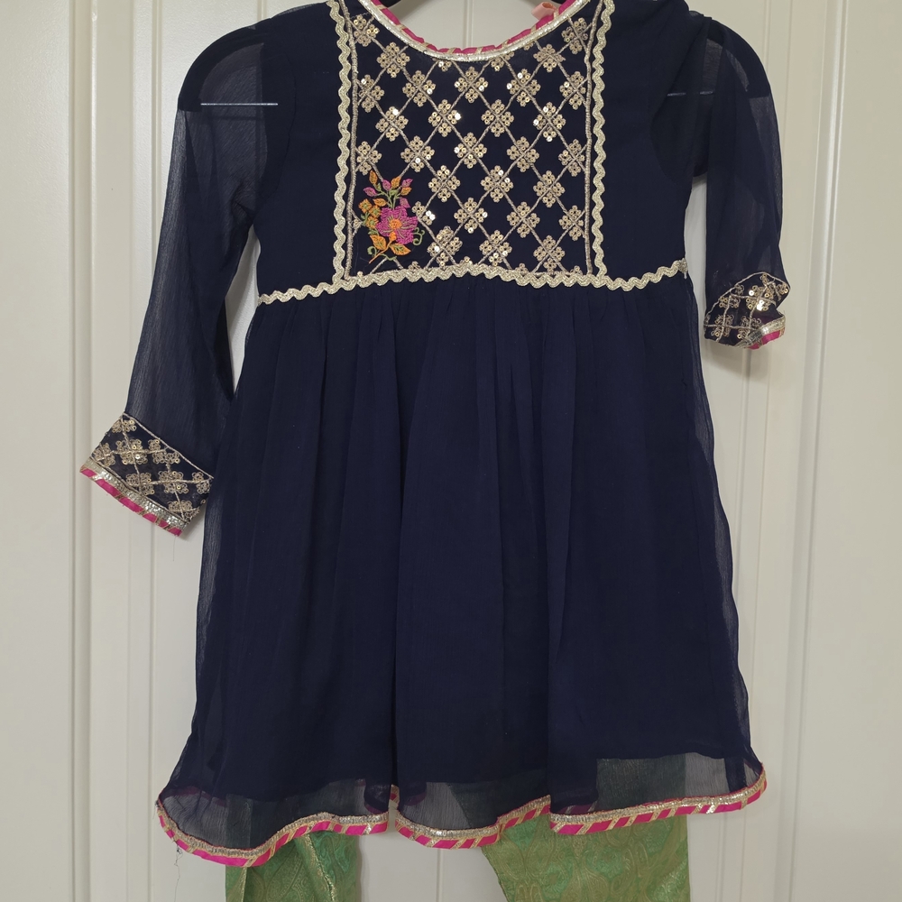 Kids Embroidered Matching Shalwar Kameez Set Girls Size 6-7
